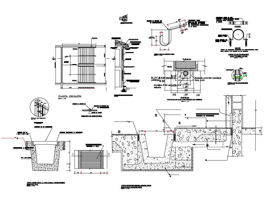 Septic Water Tank Section Construction And Plumbing Details Dwg File