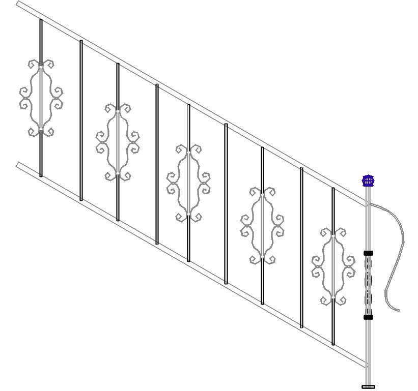 Staircase Railing Wall Elevation Drawing Free Cad Blocks Cadbull