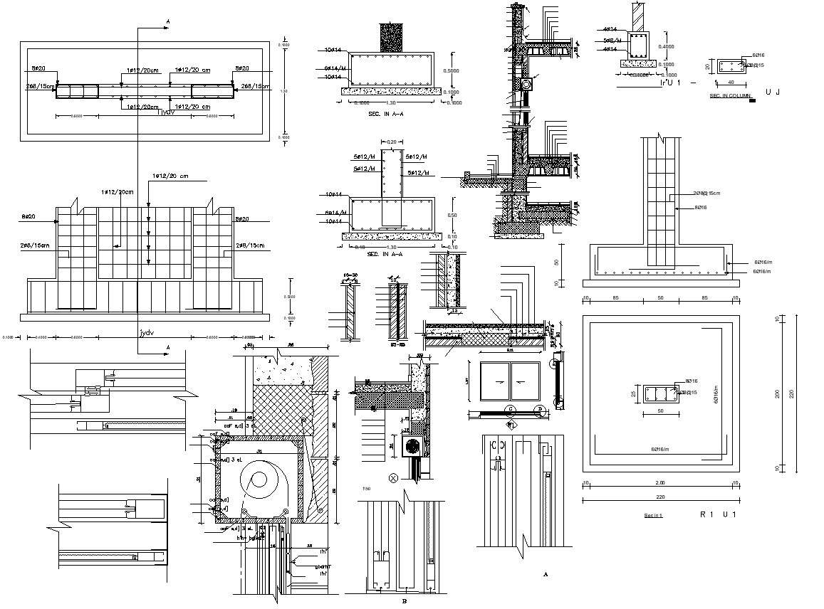 Structure Column Foundation And Rolling Shutter Design Cadbull