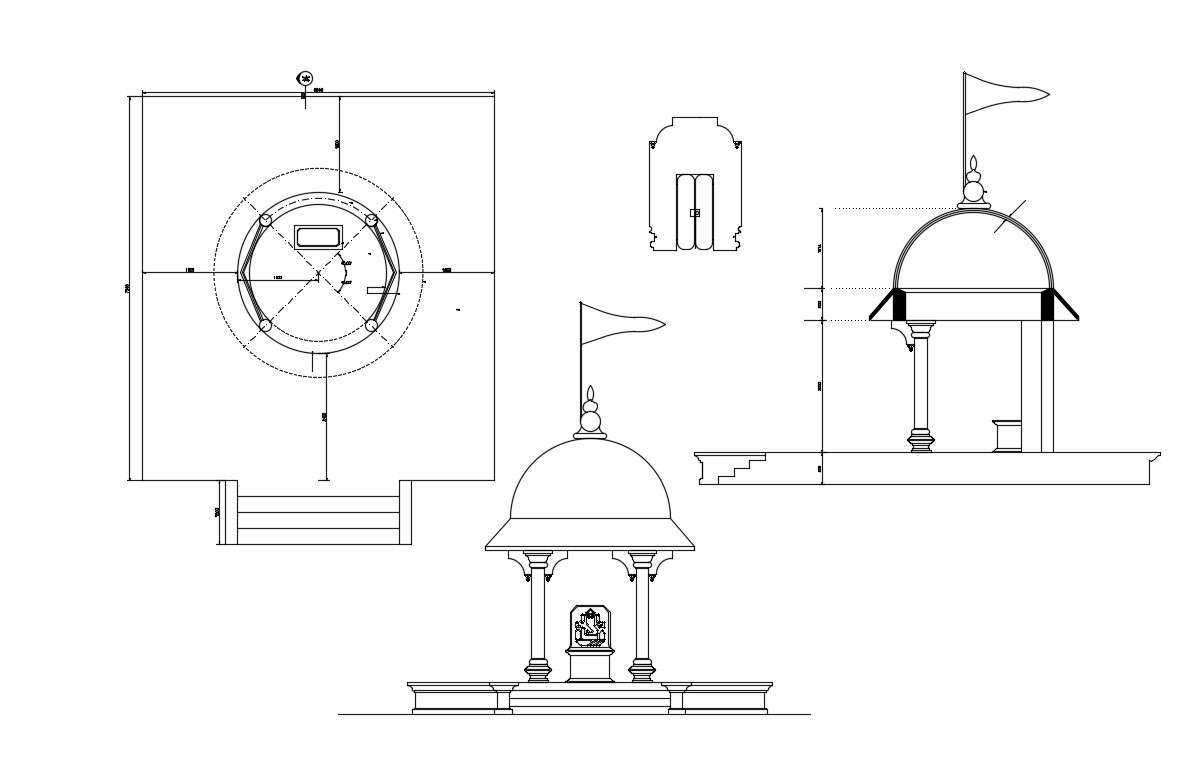 Temple Elevation Drawing CAD File Cadbull