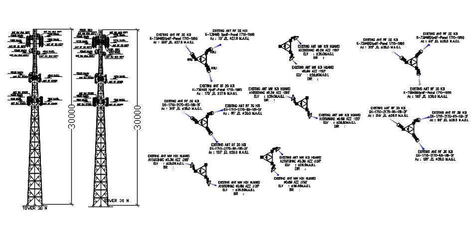 Tower Design With Antenna Details In Autocad D Drawing Dwg File Cad
