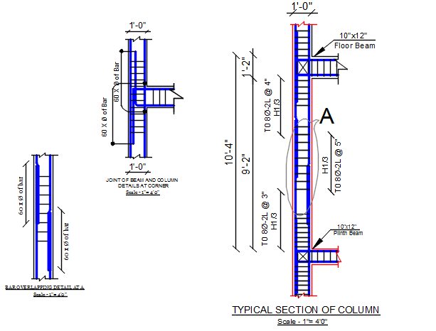 Typical Section Of Column Detail Dwg File Cadbull