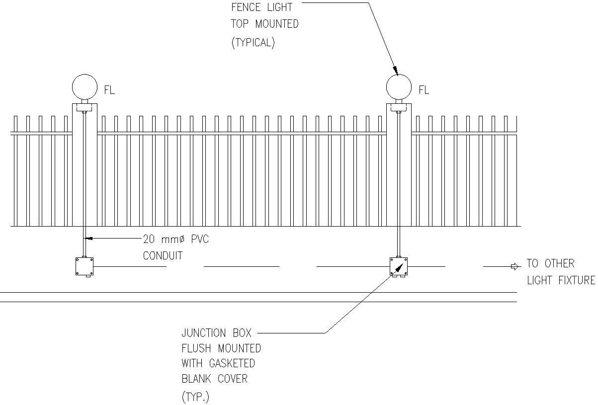 Typical Top Mounted Fence Light Details In Autocad Dwg File Cadbull