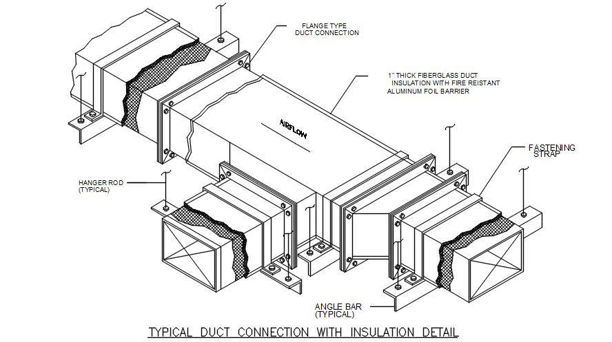 Typical Duct Connection With Insulation Detail Is Given In This 2D