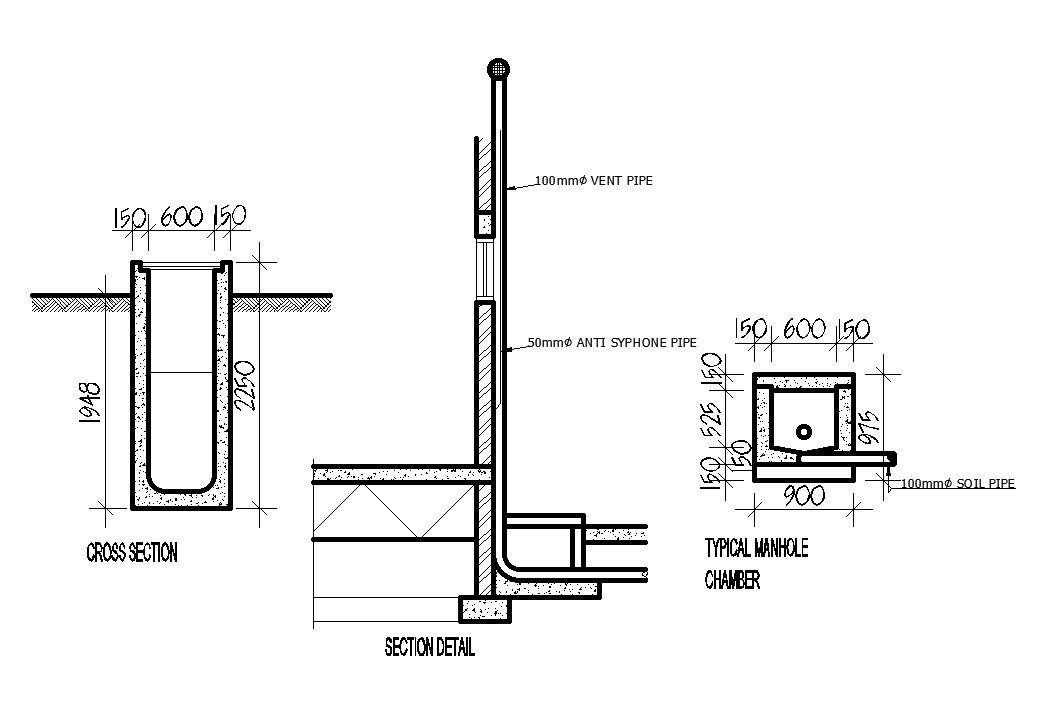 Typical Manhole Chamber Is Given In This Autocad Drawing Model