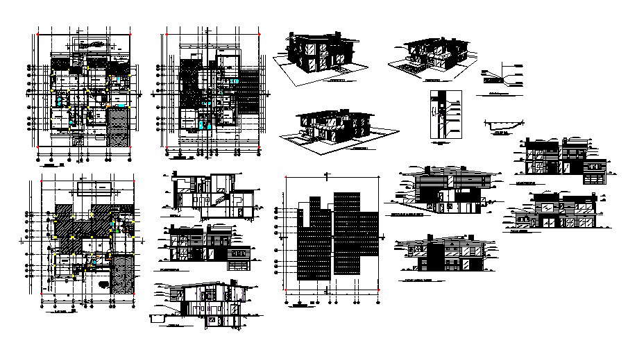 Plan Of Bungalow Mtr X Mtr With Section And Elevation In Dwg