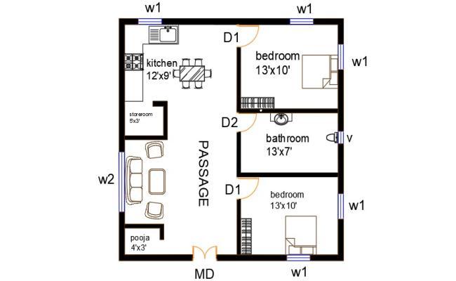 Furniture layout of 2bhk