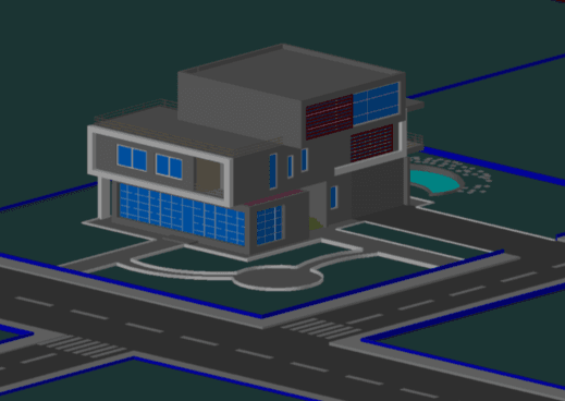 3d Bungalow cad drawing is given in this cad file. Download this cad file now.
