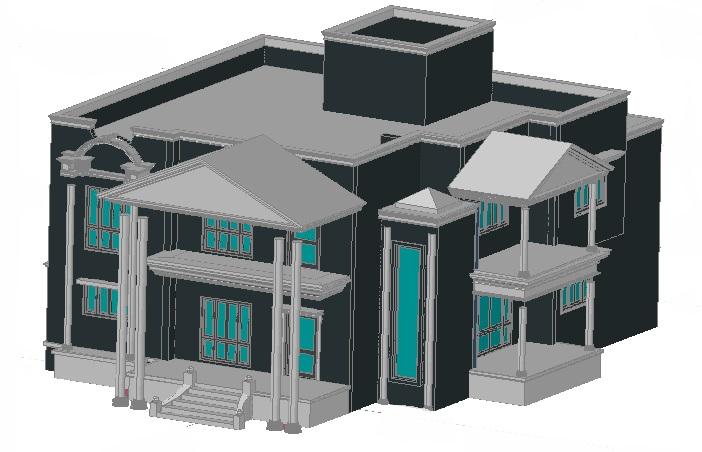3d Modern Bungalow cad drawing is given in this cad drawing. Download this cad file now.