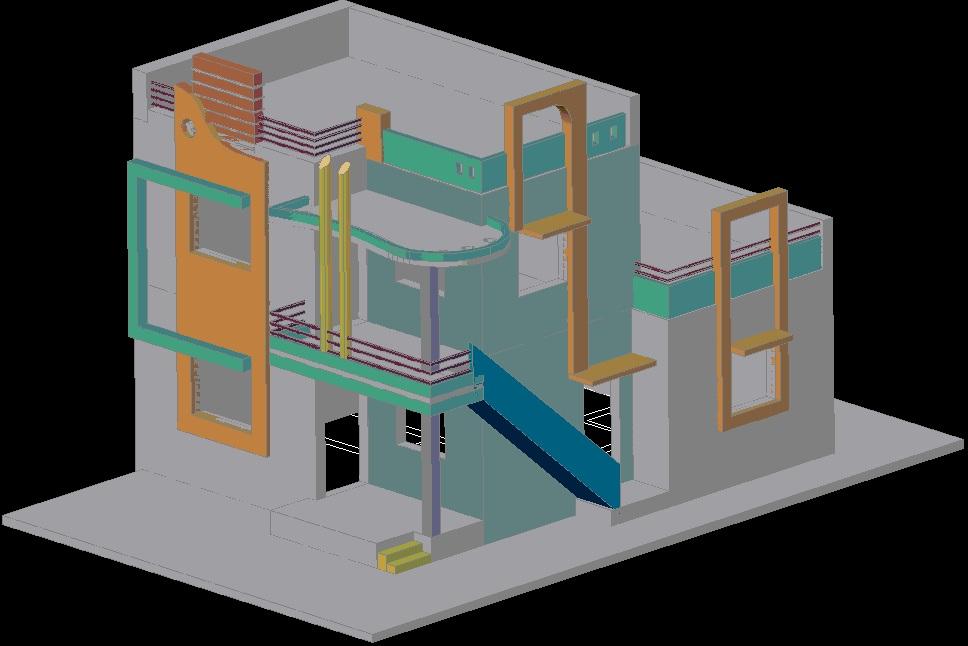 3d Modern Bungalow cad drawing is given in this cad drawing. Download this cad file now.