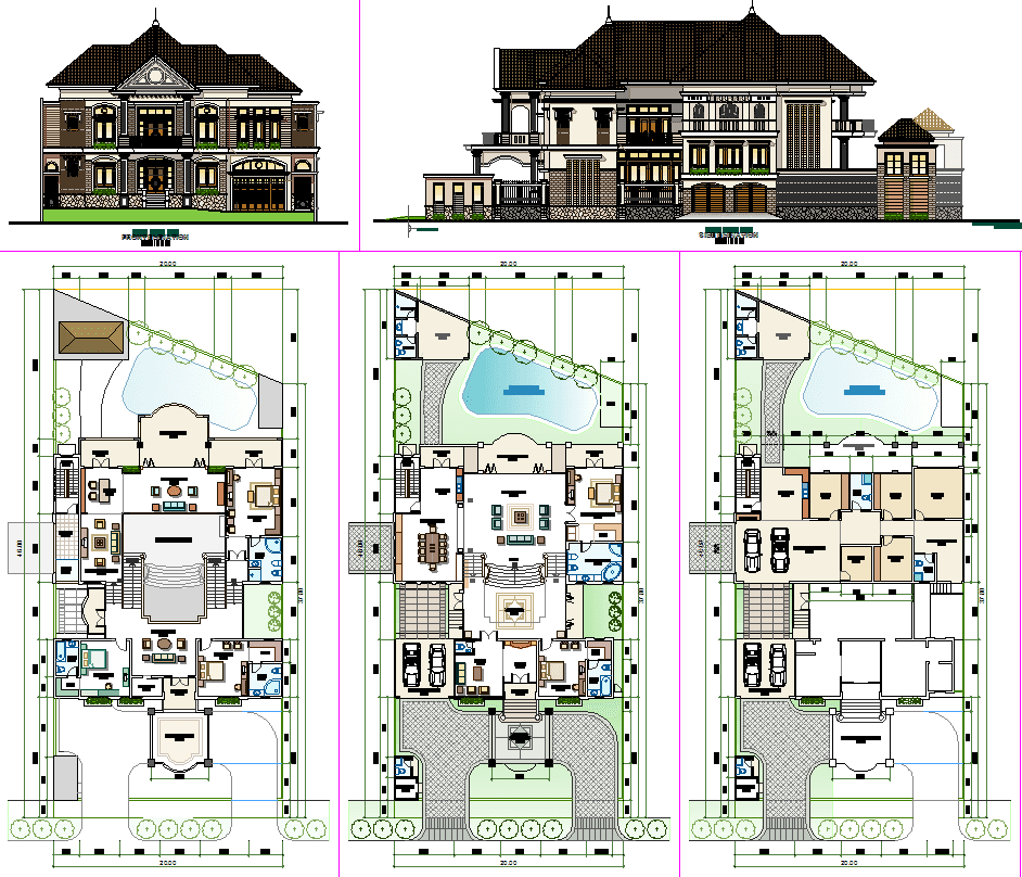 Family Bungalow cad drawing is given in this cad file. Download this cad file now.