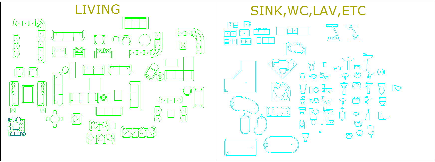 Living and comfort room cad blocks are given in this cad file. Download this cad file now.