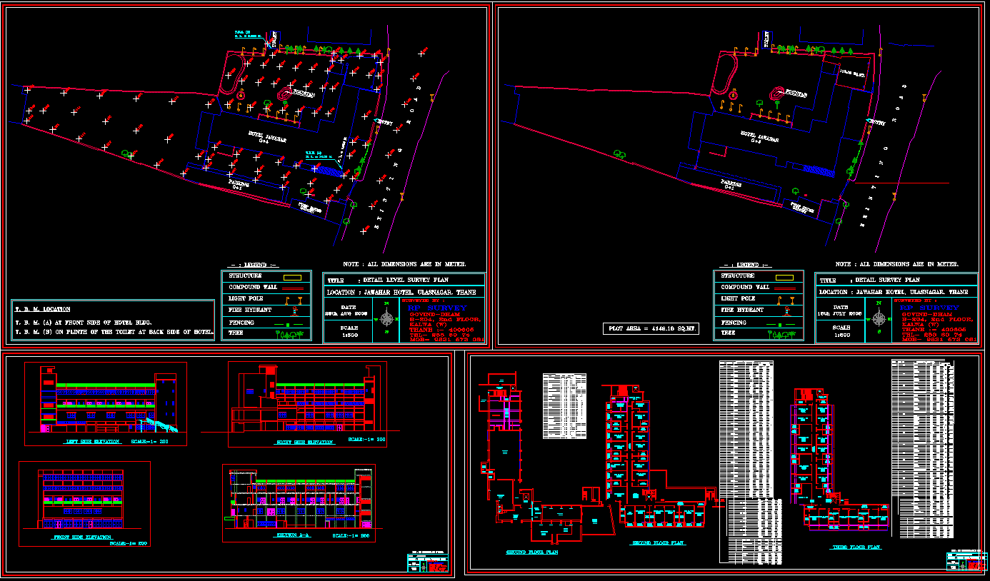 Jawahar Hotel drawings are given in this cad file. Download this cad file now. 