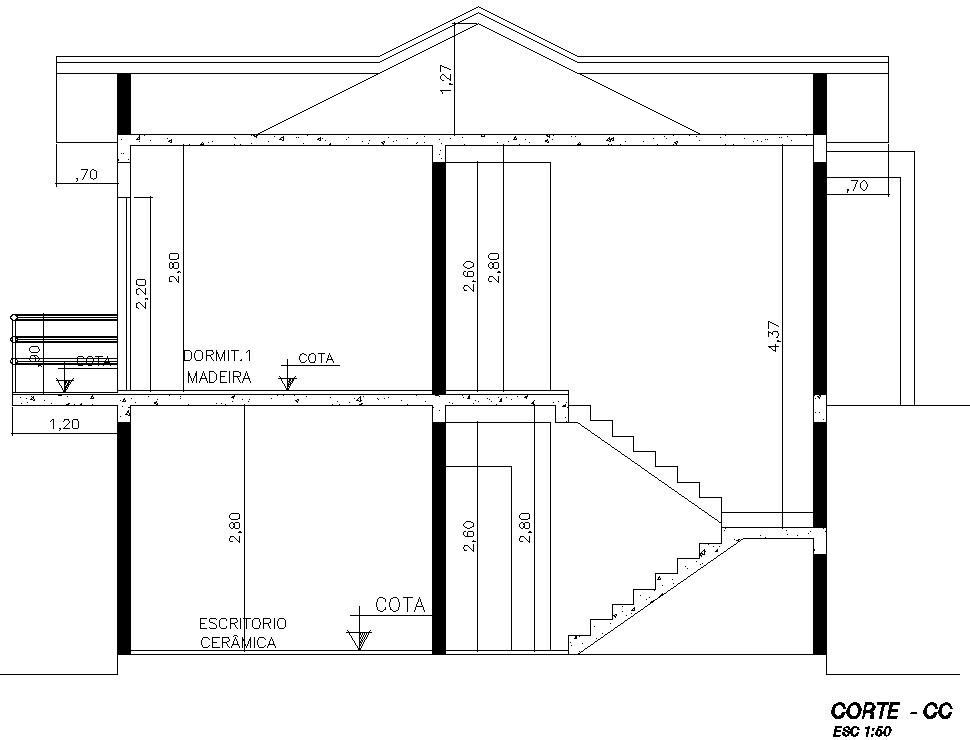 Section drawing of house