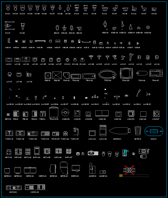 Sanitary ware blocks DWG design drawings. Download now.