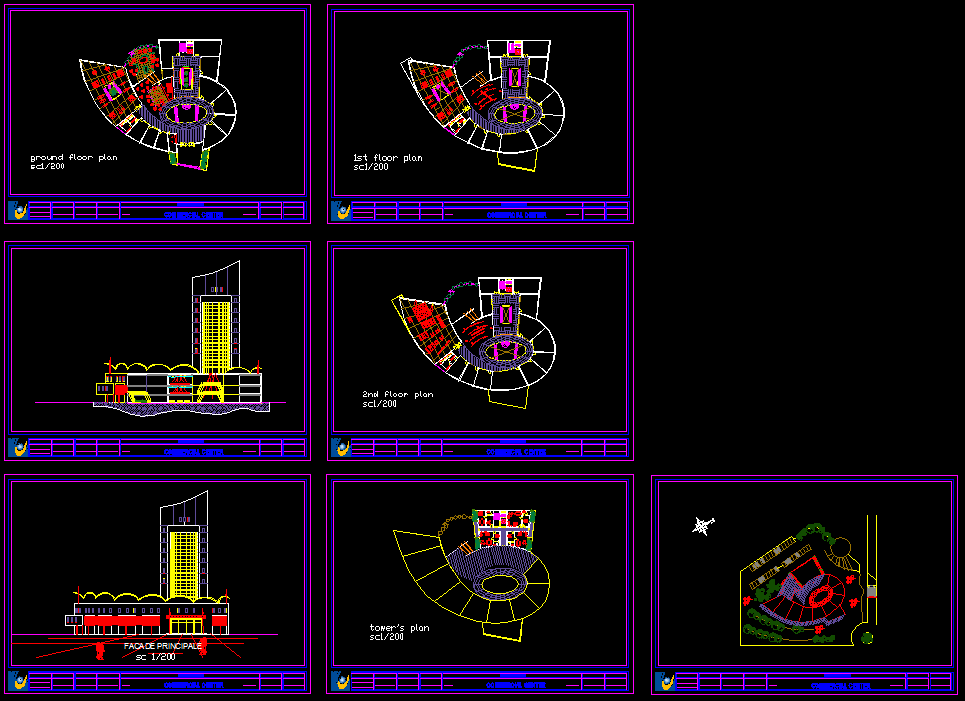 G+2 Commercial Building 2D Floor Plan DWG Autocad Drawing