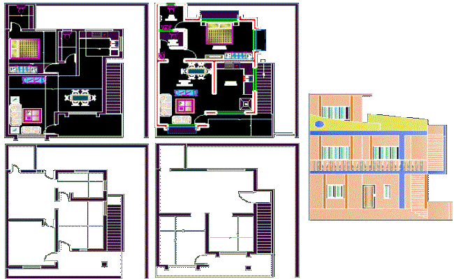 Modern G+1 furniture home design and elevation. Download now on cadbull.