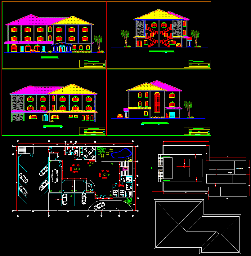 La Villa Hotel cad drawing is given in this cad file. Download this cad file now.