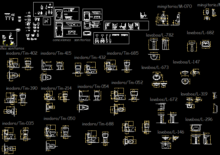 Sanitary cad blocks are given in this cad file. Download this cad file now.
