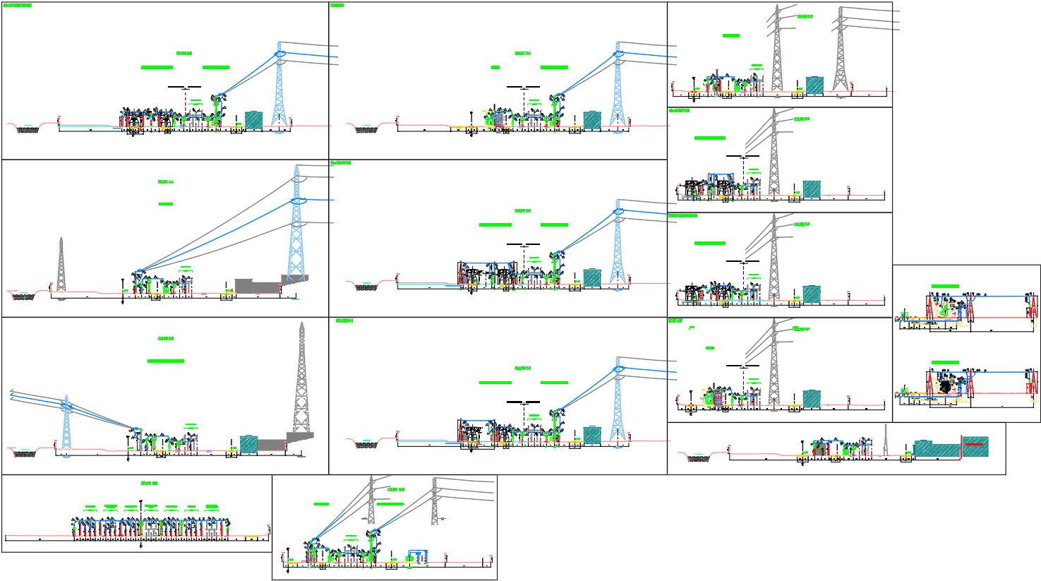 High Voltage Substation Elevation Layout Drawing