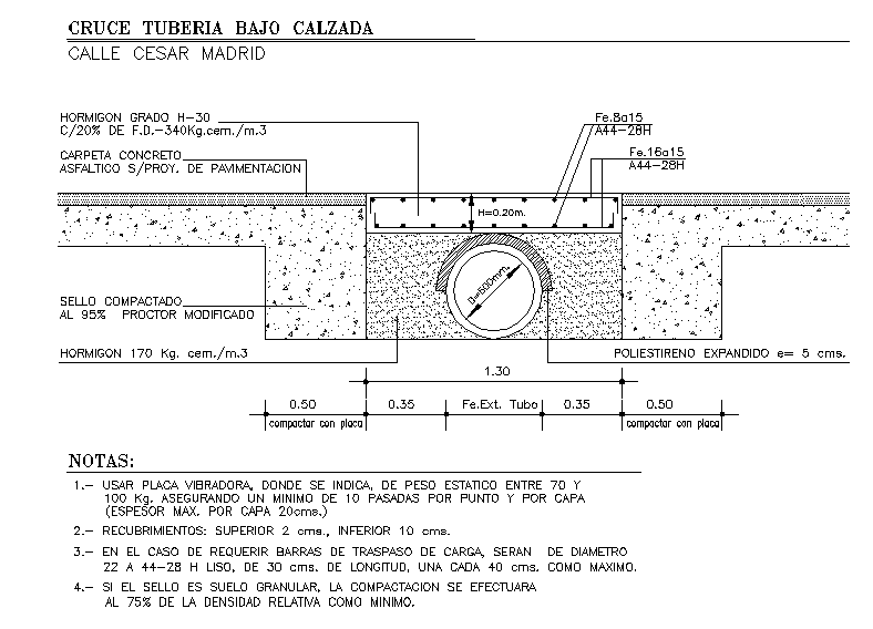 Pipe under roadway