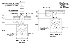 Different section view of column and wall with construction view dwg ...