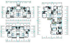 2 BHK And 3 BHK Apartment Furniture Layout Plan - Cadbull