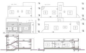 Plan of house 7.55mtr x 11.43mtr with section and elevation in dwg file ...