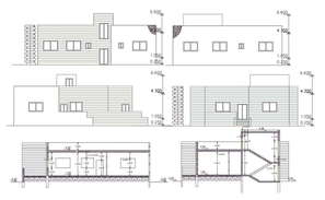 Two Flooring House Building Construction With Section Roof Of Wood And 