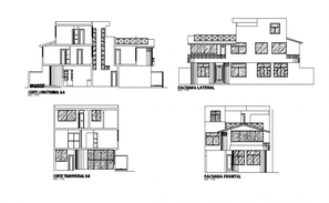 Elevation and sectional detail of a bungalow dwg file - Cadbull