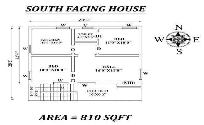 House design with furniture details in dwg file - Cadbull