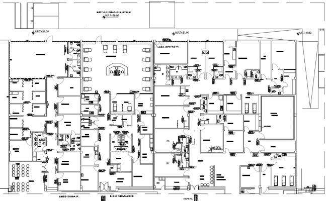 2d cad drawing of the hospital plan AutoCAD software - Cadbull