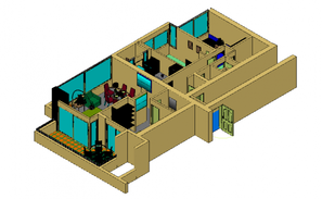 High rise building 3d view with floor view dwg file - Cadbull