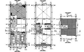 3bhk residential third floor house plan - Cadbull