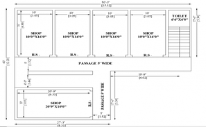 Commerce complex building structure detail elevation and plan 2d view ...