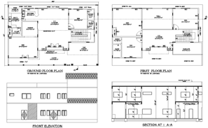 176 Sq Yards House Building Design DWG File - Cadbull