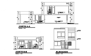 Single family luxuries bungalow elevation, section, floor plan and auto ...