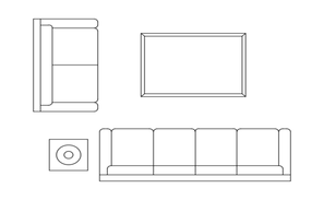 Living room elevation and plan cad drawing details dwg file - Cadbull