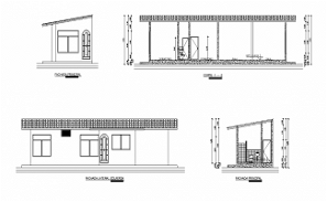 Elevation Temporary house plan detail dwg file - Cadbull