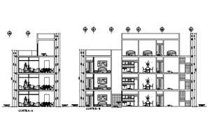 Residential Building Design Elevation and Section dwg file - Cadbull