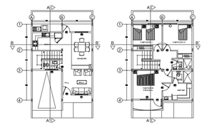 Joint House Building Section And Elevation CAD Drawing - Cadbull