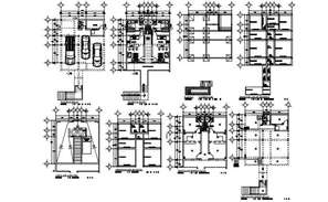 Bungalows different axis elevation and section view in auto cad file ...