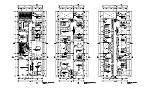 60X45 Architecture 4 BHK House Floor Plan With Furniture Layout Drawing ...