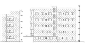 3 Story Apartment Building Elevation Design - Cadbull