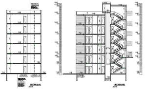 Section drawing of apartment building in dwg file. - Cadbull