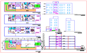 2 floor apartment elevation plan autocad file - Cadbull