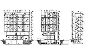 Apartment Building With Basement Parking Sectional Elevation Design DWG ...