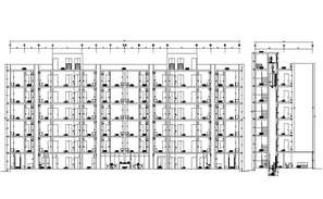 Multi story residential apartment building front elevation cad drawing ...