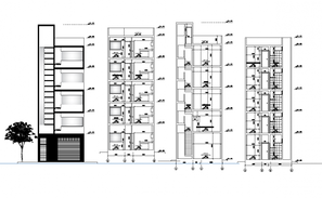 Multi-family housing building architecture project dwg file - Cadbull