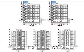 4 Storey Apartment Elevation Design DWG File - Cadbull